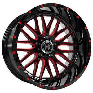Hardcore Off-Road HC19 Wheels Rims 22x12 6x5.5 (6x139.7) Gloss Black Red Milled -44  | HC1922126139GBRM-44