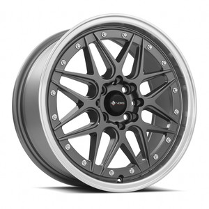 Vors Vr7 Wheels Rims 16x7 4x108 Gunmetal W/ Machined Lip & Chrome Rivets 38mm | VR0716708H38GM-408