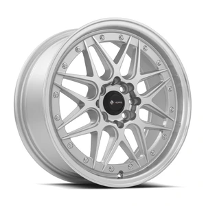 Vors Vr7 Wheels Rims 16x7 4x108 Silver Machined W/ Machined Lip & Chrome Rivets 38mm | VR0716708H38S-408