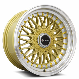 Vors Vr3 Wheels Rims 16x8 5x100 Gold W/ Machined Lip & Gold Rivets 20mm | VR031680xxx20GD-500