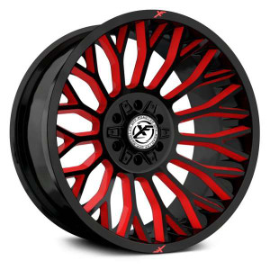 Xf Off-Road XF-237 Custom Drilled Wheel Blanks Rims 26x12 Black Red Milled -44mm | XF-23726128XBK-44GBRW