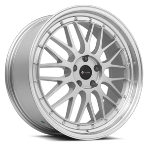 Vors Vr8 Wheels Rims 20x8.5 5x110 Silver W/ Machined Lip & Chrome Rivets 35mm | VR08208551435S-510