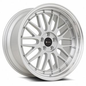 Vors Vr8 Wheels Rims 20x9.5 5x110 Silver W/ Machined Lip & Chrome Rivets 35mm | VR08209551435S-510