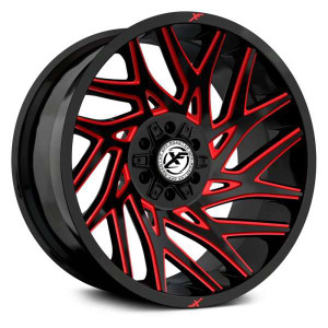 Xf Off-Road XF-229 Wheels Rims 24x12 6x135 6x5.5 (6x139.7) Black Red Milled -44mm | XF-229241261351397-44GBMLR