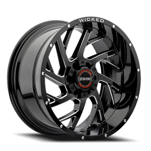 DOORBUSTER PRICING! - Wicked Offroad W930 Wheel 20x10 6x135 & 6x139.7 Gloss Black Milled -19mm | W930200267-19GBMW