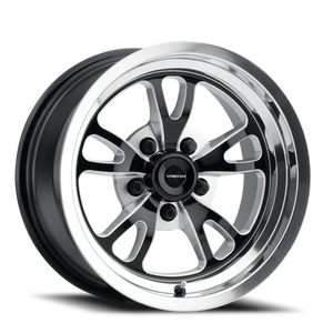 Vision Patriot 149 Wheel 15x10 5x127 Black Milled With Polished Lip -25mm | 149-5173BMPL-25
