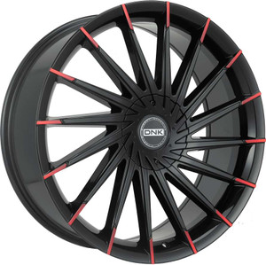 DNK 703 Wheels Rims 22x8.5 5x4.5 (5x114.3) 5x120 Black Red Tips 35mm | 703BRT-228559+35