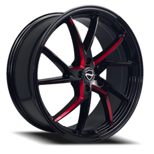 DOORBUSTER PRICING! - Elegance Sharp Wheel 20x8.5 5x115 Gloss Black w/ Candy Red Milled Accents 15mm - FREE T-SHIRT INCLUDED! | ESHARP-0511515BGMLR