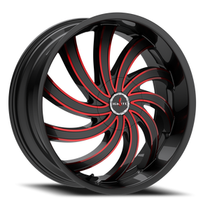 DOORBUSTER PRICING! - Ignite G04 Flame Wheel 22x8.5 5x114.3 & 5x120 Gloss Black w/ Candy Red Milling 35mm - FREE T-SHIRT INCLUDED! | G0428550135GBMLR