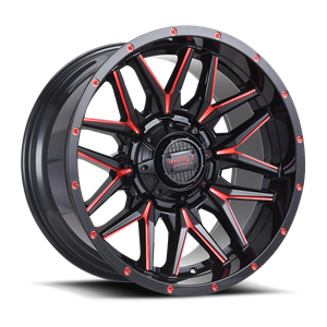 DOORBUSTER PRICING! - Impact Off-Road 819 Wheel 18x9 6x139.7 & 6x135 Gloss Black w/ Red Milling 0mm | 819GBR-89066-00