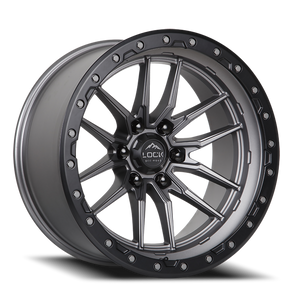 DOORBUSTER PRICING! - Lock Offroad Krawler Wheel 20x10 6x139.7 Matte Grey w/ Matte Black Ring -18mm - FREE T-SHIRT INCLUDED! | KRAWLER-2169MGMBR