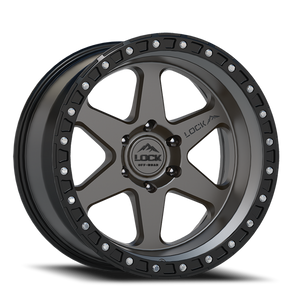 DOORBUSTER PRICING! - Lock Offroad Olympus Wheel 17x9 6x139.7 Matte Grey w/ Matte Black Ring -12mm - FREE T-SHIRT INCLUDED! | OLYMPUS-7969MGMBR12N