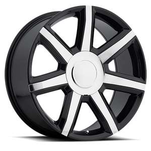 DOORBUSTER PRICING! - Factory Reproductions Fr 56 - Escalade Luxury Replica Wheels Wheel 22x9 6x139.7 Black w/ Chrome Inserts 24mm - FREE T-SHIRT INCLUDED! | 56290246512