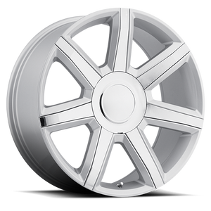 DOORBUSTER PRICING! - Factory Reproductions Fr 56 - Escalade Luxury Replica Wheels Wheel 22x9 6x139.7 Silver w/ Chrome Inserts 24mm - FREE T-SHIRT INCLUDED! | 56290246515
