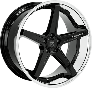 Lexani Savage 684 Custom Drilled Wheel Blanks Rims 20x9 Black w/ Ss Chrome Lip Custom Offset | 684-2090-00-15FBS
