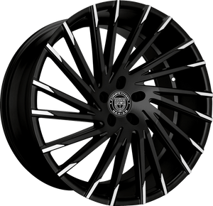 Lexani Wraith 663 Custom Drilled Wheel Blanks Rims 22x9 Black w/ Machined Tips 50mm | 663-2290-00-50MBT