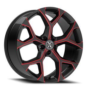 DOORBUSTER PRICING! - Xcess X05 5 Flake Wheel 20x8.5 5x114.3 Gloss Black w/ Candy Red Milling 35mm - FREE T-SHIRT INCLUDED! | X05051435GBMLR