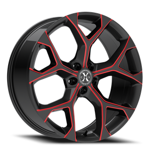 DOORBUSTER PRICING! - Xcess X05 5 Flake Wheel 24x9 5x115 Gloss Black w/ Candy Red Milling 15mm - FREE T-SHIRT INCLUDED! | X0549051515GBMLR