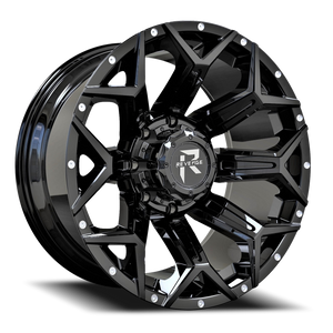 Revenge Rv202 Wheel 20x9 6x135 & 6x139.7 Gloss Black w/ Milled Lip 0mm - FREE T-SHIRT INCLUDED! | RV202-209061351397+00B