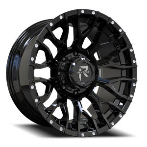 Revenge Rv201 Wheel 20x10 5x127 & 5x139.7 Gloss Black w/ Milled Lip -19mm - FREE T-SHIRT INCLUDED! | RV201-201051271397-19B