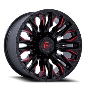 Fuel D823 Flame Wheel 20x9 8x165.1 Gloss Black Milled With Candy Red Tint 1mm - FREE T-SHIRT INCLUDED! | D82320908250