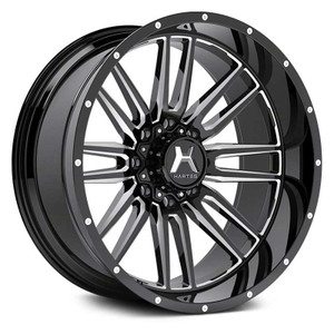 Hartes Metal Whipsaw Wheels Rims 22x12 6x135 6x5.5 (6x139.7) Black Milled Edge Dimples -44mm | 72022S12VN-44KCECD2MHF