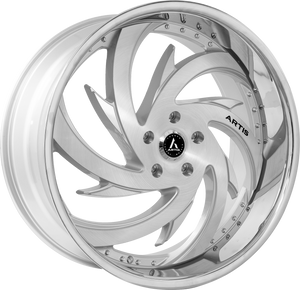 Lexani Spada Wheels Rims 24x10 5x4.75 (5x120.65) Silver Machined Stainless Lip 10mm | A204-2410-61-10SMS