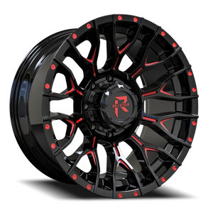 Revenge Rv201 Wheel 20x10 5x127 & 5x139.7 Black Milled w/ Red Tint -19mm - FREE T-SHIRT INCLUDED! | RV201-201051271397-19BRW
