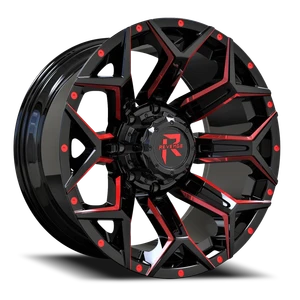 Revenge Rv202 Wheel 20x9 5x127 & 5x139.7 Black Milled w/ Red Tint 0mm - FREE T-SHIRT INCLUDED! | RV202-209051271397+00BRW