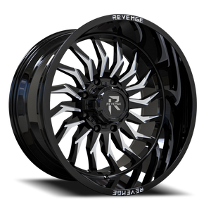 Revenge Rv204 Wheel 20x12 6x135 & 6x139.7 Black Milled -44mm - FREE T-SHIRT INCLUDED! | RV204-201261351397-44BMW