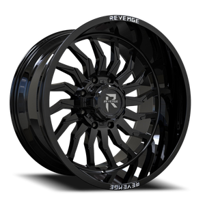 Revenge Rv204 Wheel 22x12 6x135 & 6x139.7 Gloss Black -44mm - FREE T-SHIRT INCLUDED! | RV204-221261351397-44B