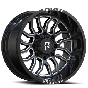 Revenge Rv205 Wheel 20x12 8x165.1 Black Milled -44mm - FREE T-SHIRT INCLUDED! | RV205-20128165-44BMW
