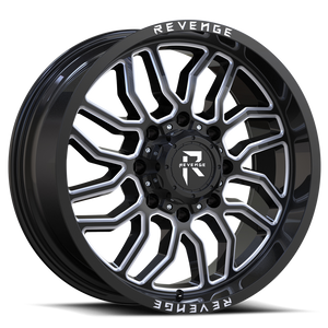 Revenge Rv205 Wheel 20x9 5x139.7 & 5x150 Black Milled 12mm - FREE T-SHIRT INCLUDED! | RV205-209051397150+12BMW