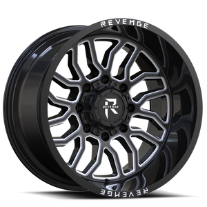Revenge Rv205 Wheel 22x12 8x170 Black Milled -44mm - FREE T-SHIRT INCLUDED! | RV205-22128170-44BMW
