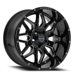 DOORBUSTER PRICING! - Wicked Offroad W909B Wheel 20x9 6x135 Gloss Black Milled 0mm | W909B290653+00GBMW