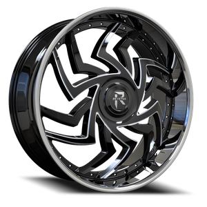 Revenge Rl107 Wheel 24x9 5x115 & 5x120 Black Milled w/ Stainless Lip 15mm - FREE T-SHIRT INCLUDED! | RL107-24905115120+15BMWSSL-FCAP