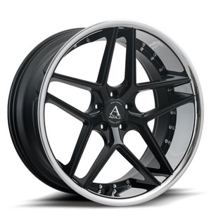 Azad Az1029 Wheels Rims 22x9 5x115 Black Stainless Lip 15mm | AZ10292295115+15B/SSL