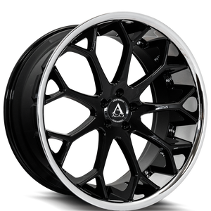 Azad Az99 Wheels Rims 22x9 5x120 Black Stainless Lip 30mm | AZ992295120+30GLOSSBLACK/SSL