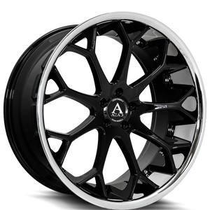 Azad Az99 Wheels Rims 22x9 5x4.5 (5x114.3) Black Stainless Lip 35mm | AZ992295114+35GLOSSBLACK/SSL
