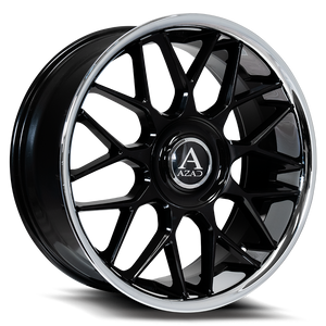 Azad Azv02 Wheels Rims 22x9.5 6x135 6x5.5 (6x139.7) Black Stainless Lip 25mm | AZV0222956135/139.7+25B/SSL