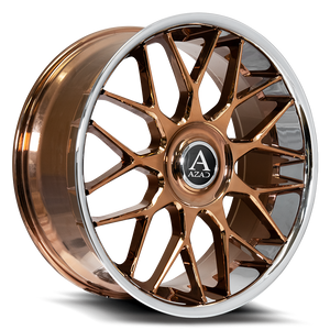 Azad Azv02 Wheels Rims 24x10 5x112 5x120 Rose Gold Stainless Lip 35mm | AZV0224105112/120+35RG/SSL