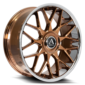 Azad Azv02 Wheels Rims 24x9 5x120 5x127 (5x5) Rose Gold Stainless Lip 10mm | AZV022495120/127+10RG/SSL