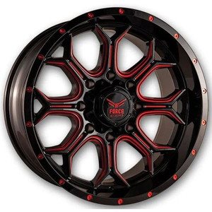 Force Off-Road F42 Wheels Rims 20x10 6x5.5 (6x139.7) Red Milled -12mm | F4220106139.7-12R/M