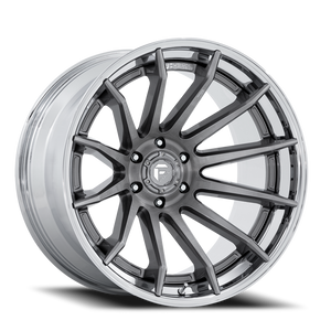 Fuel Fc403 Burn Wheel 24x12 6x139.7 Platinum With Chrome Lip -44mm - MINIMUM PURCHASE OF 4 WHEELS - FREE T-SHIRT INCLUDED! | FC403AP24126844N