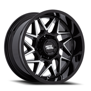 Moto Metal Mo812 Turbine Wheel 20x10 5x139.7 Gloss Black w/ Machined Face -18mm - FREE T-SHIRT INCLUDED! | MO812BD20108518N