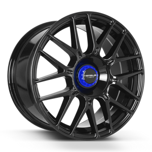 Versus Racing Vs22 Wheels Rims 17x8 5x100 5x4.5 (5x114.3) Black Blue 35mm | VS221785100/114.3+35BLACK/BLUE