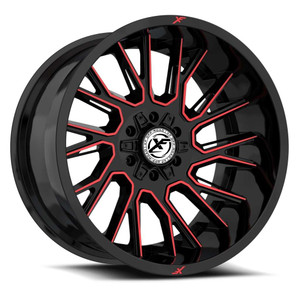 XF Off-Road Xf-230 Wheels Rims 17x9 5x127 (5x5) 5x5.5 (5x139.7) Black Red Machined 12mm | XF-23017904312GBMRED