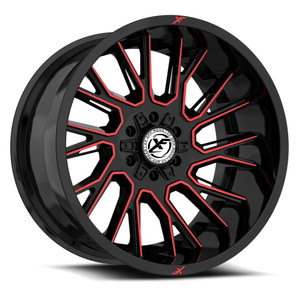 XF Off-Road Xf-230 Wheels Rims 18x9 6x135 6x5.5 (6x139.7) Black Red Machined 0mm | XF-2301890570GBMRED