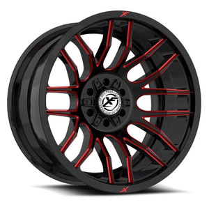 XF Off-Road Xf-232 Wheels Rims 18x9 5x127 (5x5) 5x5.5 (5x139.7) Black Red Milled 12mm | XF-23218904312GBMLR