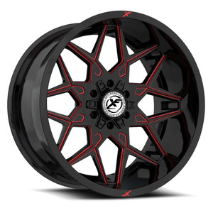 XF Off-Road Xf-238 Wheels Rims 18x9 6x135 6x5.5 (6x139.7) Black Red Milled 0mm | XF-2381890570GBMLR